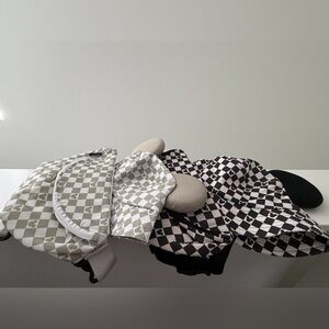 Checkerboard Ear Muffs / Headband Set - Black & Cream